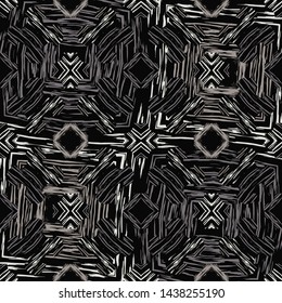 Abstract fractal seamless pattern of black, gray, and white shades