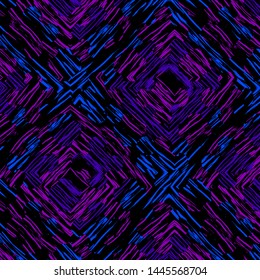 Abstract fractal seamless pattern of violet, blue, and black shades