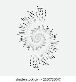 Abstract fractal spiral dots monochrome background. Fractal dots logo. Vector design element for multipurpose use.