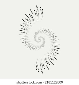 Abstract fractal spiral dots monochrome background. Fractal dots logo. Vector design element for multipurpose use.