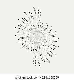 Abstract fractal spiral dots monochrome background. Fractal dots logo. Vector design element for multipurpose use.