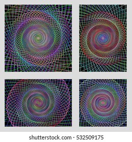 Abstract fractal spiral page background design set
