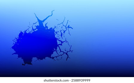 Abstract fractured blue landscape against a soft gradient backdrop symbolizing fragility and resilience with nature-inspired design and artistic interpretation