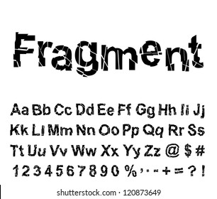 Abstract fragment font. Vector illustration.