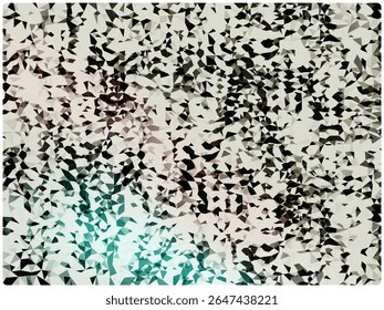 um padrão abstrato e fragmentado composto por numerosos polígonos pequenos e irregulares. As cores dominantes são o preto, vários tons de cinza e branco, com uma área marcante de fragmentos de azul escuro e azul claro 