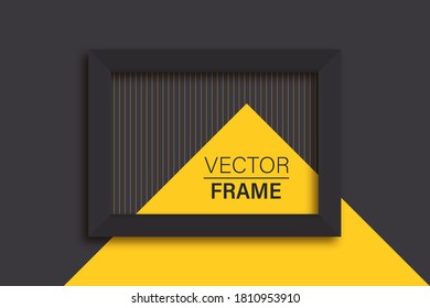 Abstract frame. Frame for advertising. Frame mockup template on isolated dark background. Black and yellow. Vector illustration
