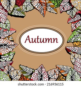 Abstract frame with autumn colored leaves