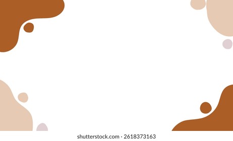 Abstract frame background with brown and pastel geometric shapes, dots and lines for presentation