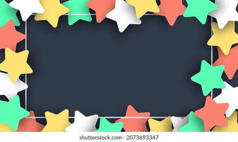 Abstract frame background in colorful papercut style
