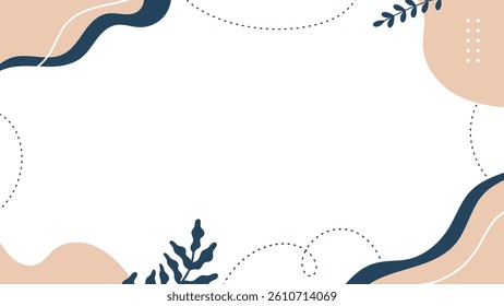 Abstract frame background light beige and dark geometric shapes, dots, and lines for presentation