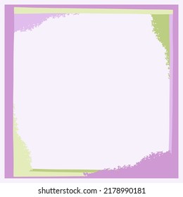 Abstract frame background in lilac and green colors. Vector illustration for the design of the instagram feed, social networks, postcards, banners, posters, wedding invitations.