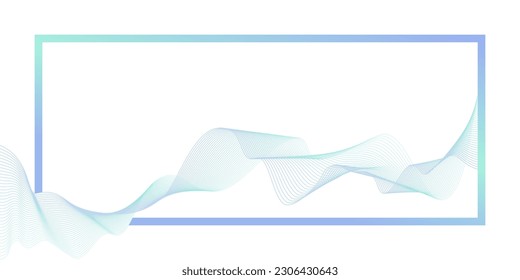 Abstract frame background with luminous wave for banner, presentation, template, web design. Modern purple-blue-green gradient flowing wave lines. Futuristic technology concept. Vector illustration