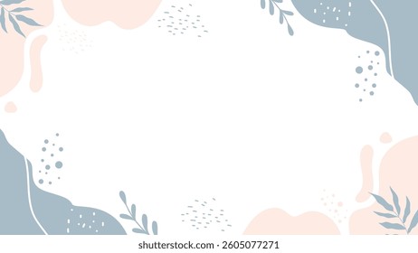 Abstract frame background with pink and purple geometric shapes, dots, and lines for presentation