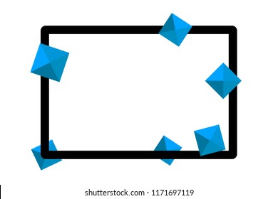 Abstract Frame Banner Wallpaper Background With Blue Geometric. Vector