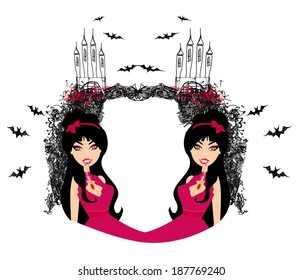 abstract frame of a beautiful female vampire 