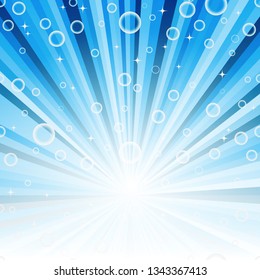 Abstract frame with blue beams and stars and balls. Vector image. Eps 10