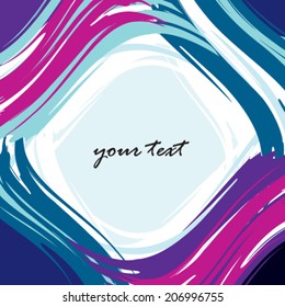 Abstract  frame of blue, purple and pink strokes