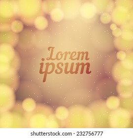 Abstract frame blur of dark chocolate background with bokeh lights and gold sparkles