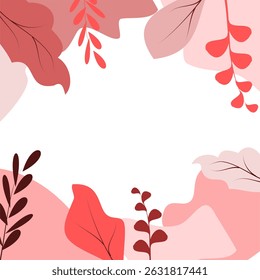 Quadro abstrato com folhas botânicas boho