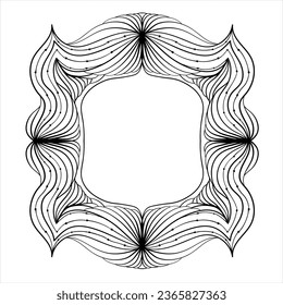 Marco abstracto o borde. Ornamento de líneas onduladas de garabatos. Elemento de diseño gráfico vectorial.