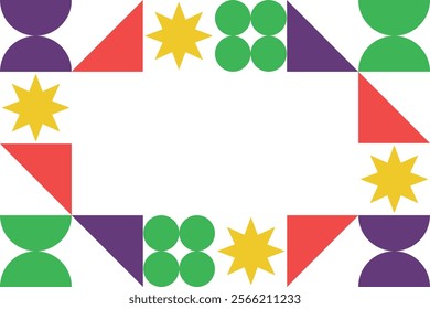 Abstract frame with bright modern geometric shapes. Vector illustration.