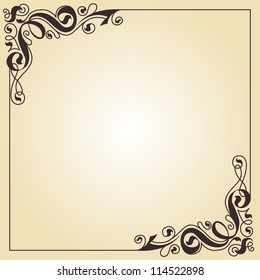 Abstract frame. Calligraphic strokes decor.