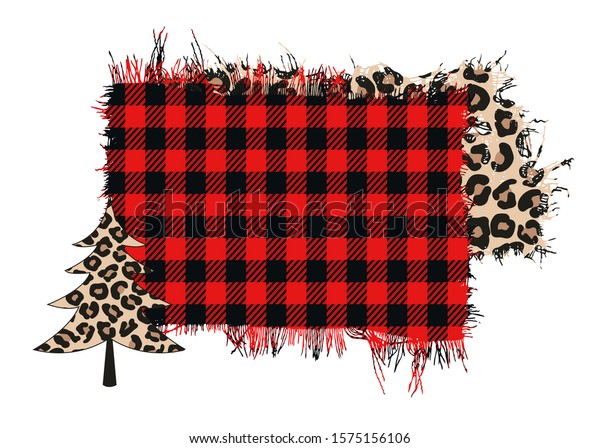 Abstract Frame Christmas Tree Buffalo Plaid Stock Vector (Royalty Free