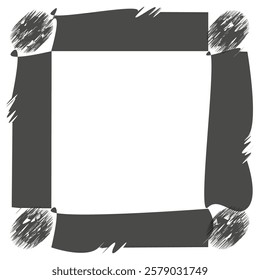Abstract frame corners. Black hand drawn border. Geometric vector lines. Creative simple design.