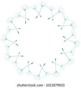 Abstract frame of a dandelion for design. The wind blows the seeds of a dandelion. Template for posters, postcards. Vector illustrations.