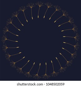 Abstract frame of a dandelion for design. The wind blows the seeds of a dandelion. Template for posters, postcards. Vector illustrations.