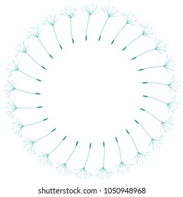 Abstract frame of a dandelion for design. The wind blows the seeds of a dandelion. Template for posters, postcards. Vector illustrations.