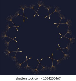 Abstract frame of a dandelion for design. The wind blows the seeds of a dandelion. Template for posters, postcards. Vector illustrations.
