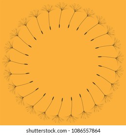 Abstract frame of a dandelion for design. The wind blows the seeds of a dandelion. Template for posters, postcards. Vector illustrations.