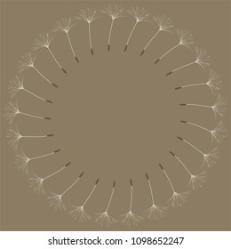 Abstract frame of a dandelion for design. The wind blows the seeds of a dandelion. Template for posters, postcards. Vector illustrations.