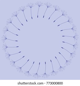 Abstract frame of a dandelion for design. The wind blows the seeds of a dandelion. Template for posters, postcards. Vector illustrations.