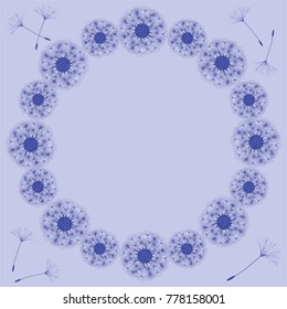Abstract frame of a dandelion for design. The wind blows the seeds of a dandelion. Template for posters, postcards. Vector illustrations.