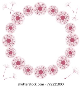 Abstract frame of a dandelion for design. The wind blows the seeds of a dandelion. Template for posters, postcards. Vector illustrations.