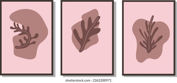 abstract frame design for wall plants leaves and minimalist abstract design.