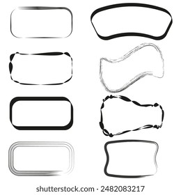 Abstract frame designs. Hand drawn shapes. Rectangular and rounded borders. Vector illustration set.