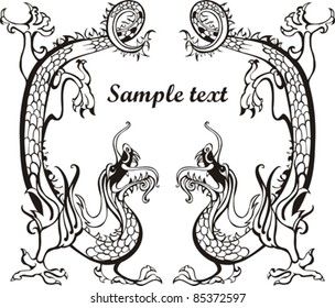 Abstract frame with dragon and place for your text. vector illustration