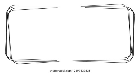 O quadro abstrato apresenta linhas pretas em camadas com bordas arredondadas em um fundo branco limpo, criando uma borda moderna e minimalista ideal para adicionar conteúdo dentro