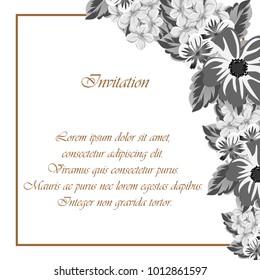 abstract frame of flowers. For design of cards, invitations, greeting birthday, party, wedding, Valentine's day, holiday, celebration Vector illustration