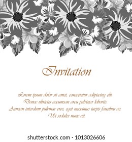 abstract frame of flowers. For design of cards, invitations, greeting birthday, party, wedding, Valentine's day, holiday, celebration Vector illustration