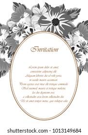 abstract frame of flowers. For design of cards, invitations, greeting birthday, party, wedding, Valentine's day, holiday, celebration Vector illustration