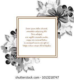 abstract frame of flowers. For design of cards, invitations, greeting birthday, party, wedding, Valentine's day, holiday, celebration Vector illustration