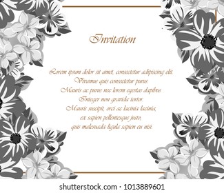 abstract frame of flowers. For design of cards, invitations, greeting birthday, party, wedding, Valentine's day, holiday, celebration Vector illustration