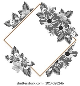 abstract frame of flowers. For design of cards, invitations, greeting birthday, party, wedding, Valentine's day, holiday, celebration Vector illustration