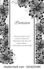 abstract frame of flowers. For design of cards, invitations, greeting birthday, party, wedding, Valentine's day, holiday, celebration Vector illustration