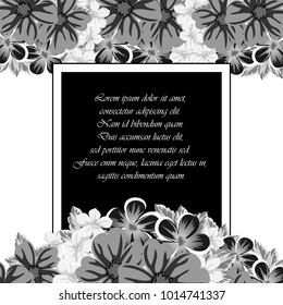 abstract frame of flowers. For design of cards, invitations, greeting birthday, party, wedding, Valentine's day, holiday, celebration Vector illustration