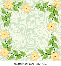 abstract frame with flowers and leaves